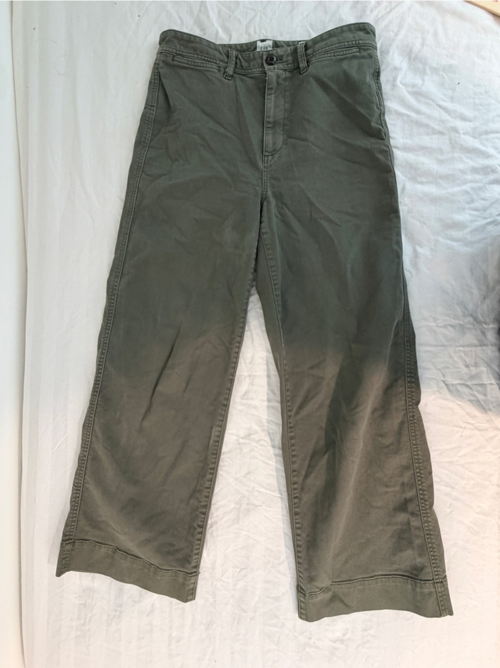 GAP wide high rise wide leg crop olive green jeans 10T